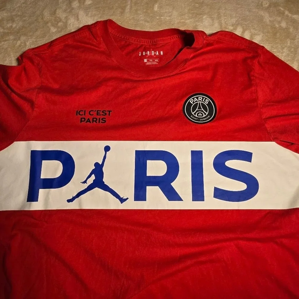 Jordan x PSG Paris Saint-Germain T-Shirt Red Men XXL Jumpman Soccer  1061